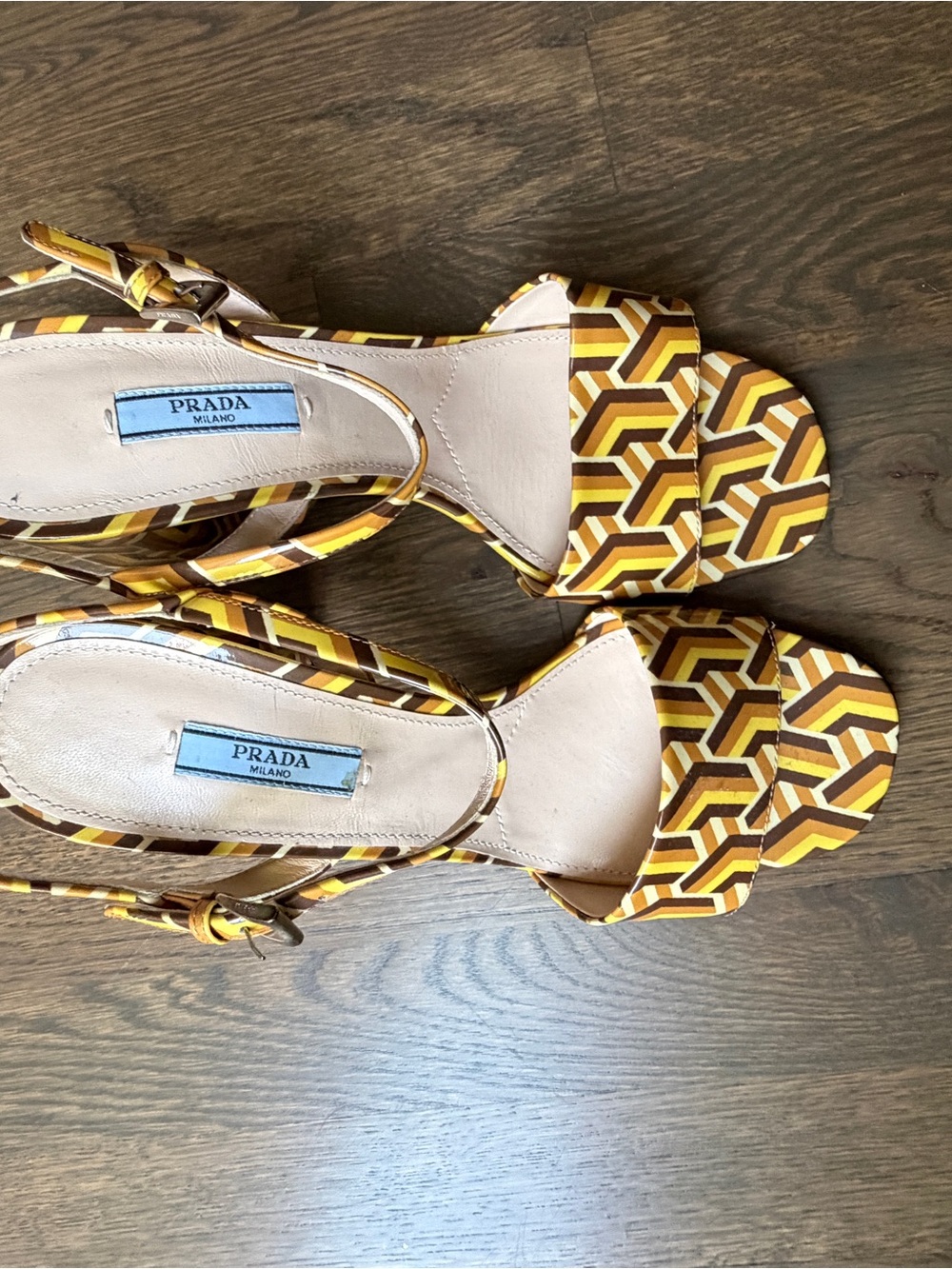Prada Optical Print Patent Leather Sandals - Picture 2 of 9